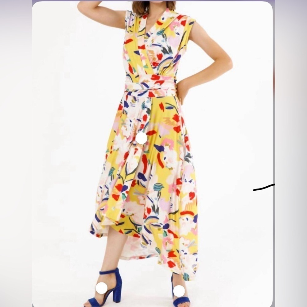 ISLE by Melis Kozan Floral High-Low Wrap Style Maxi Dress